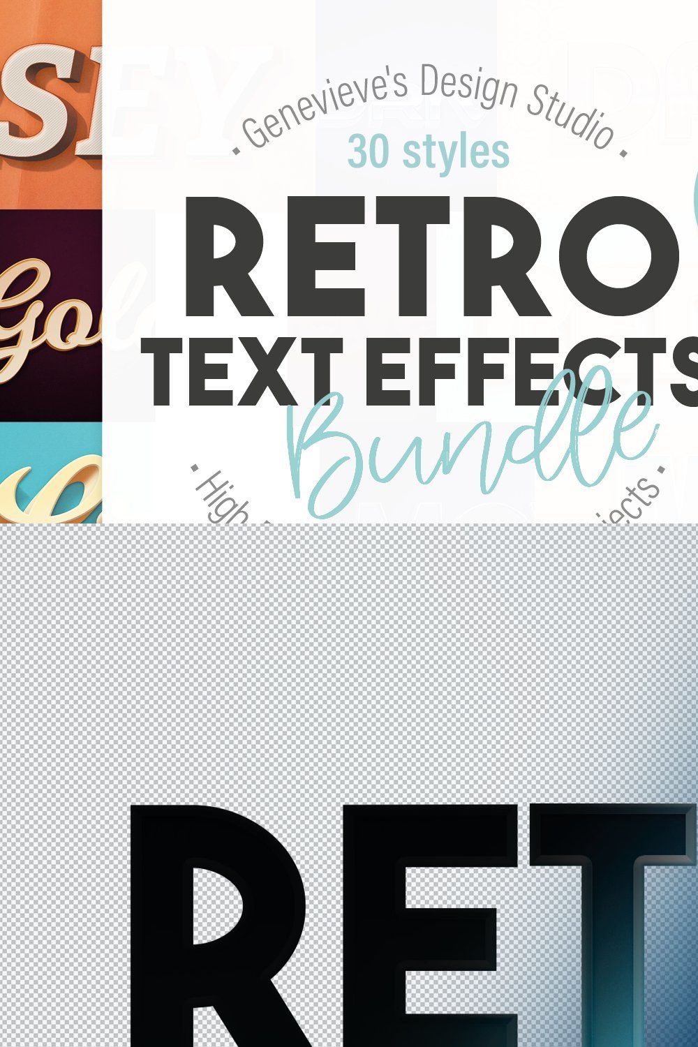 Retro Text-Effects -The Big Bundle pinterest preview image.