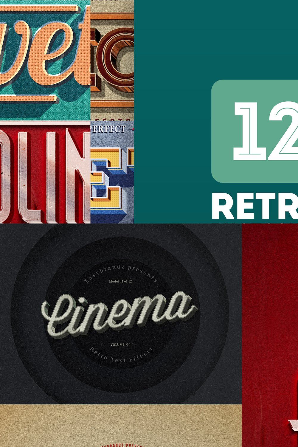 Retro Text Effects V.01 pinterest preview image.