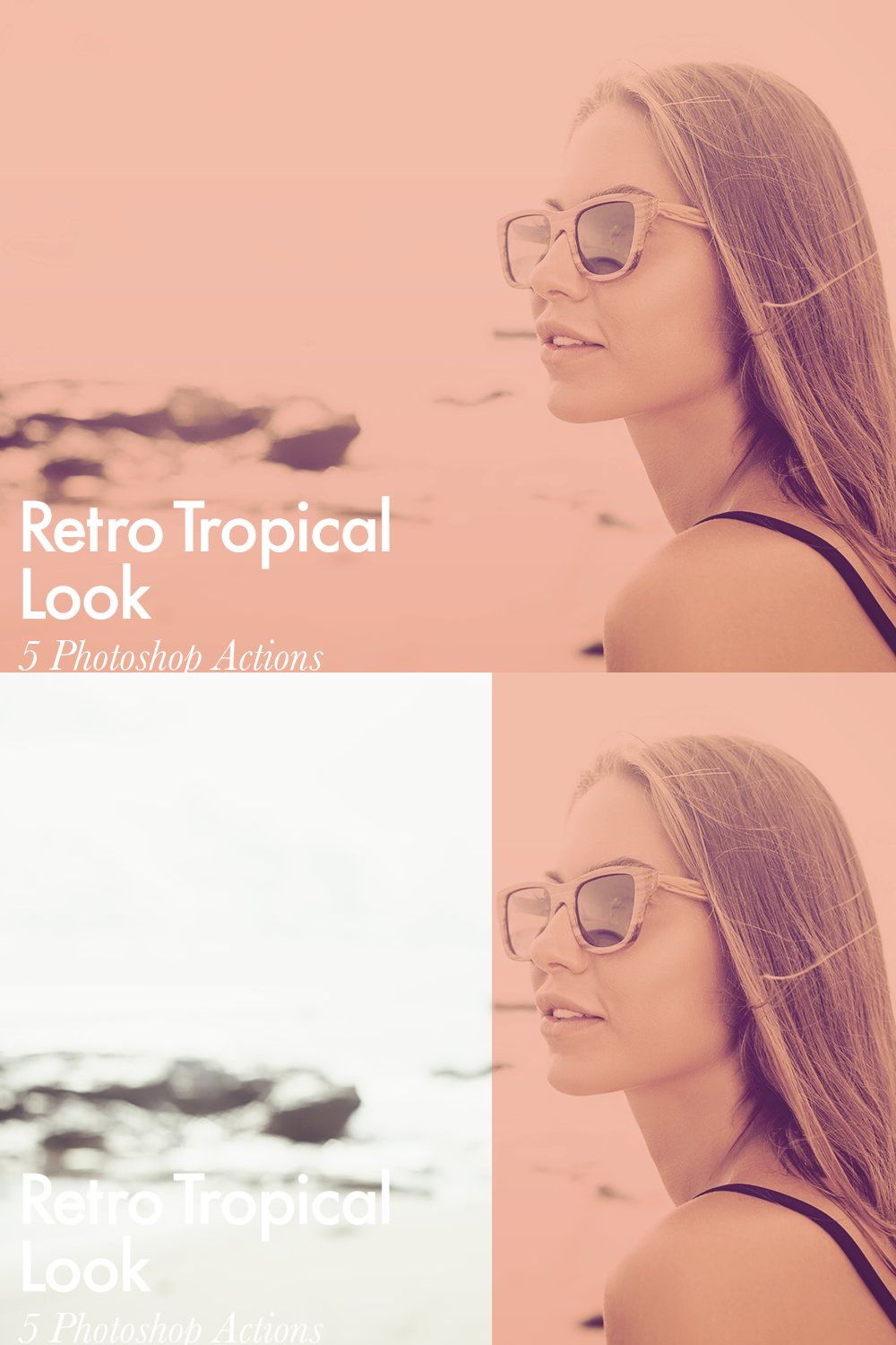 Retro Tropical Look - 5 PS Actions pinterest preview image.