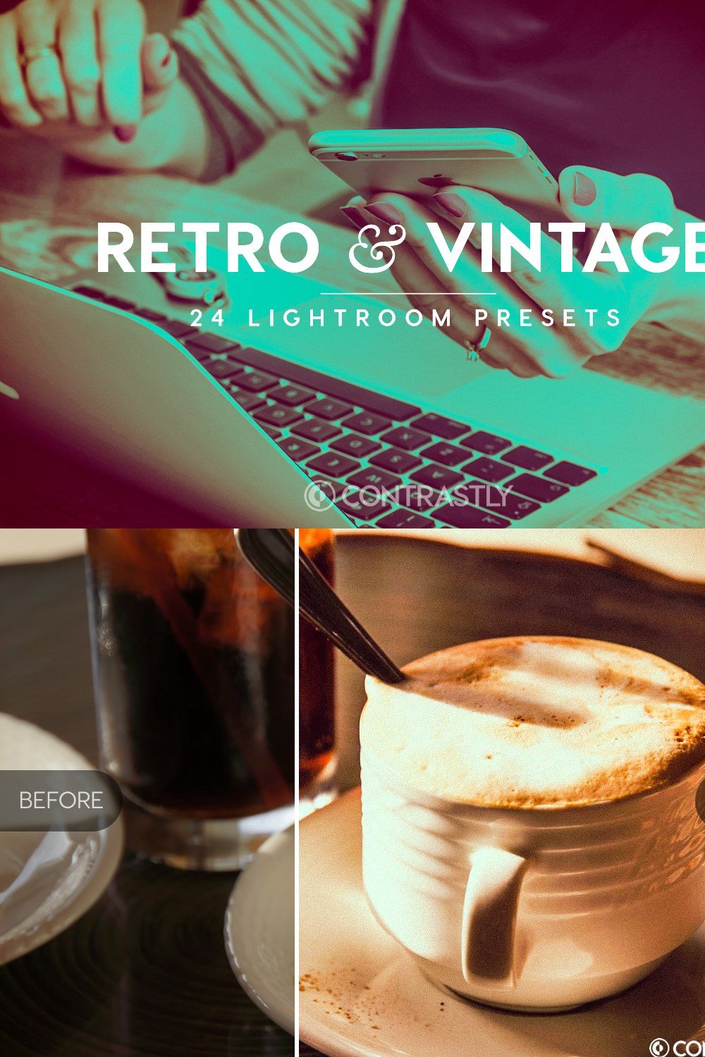 Retro & Vintage Lightroom Presets pinterest preview image.
