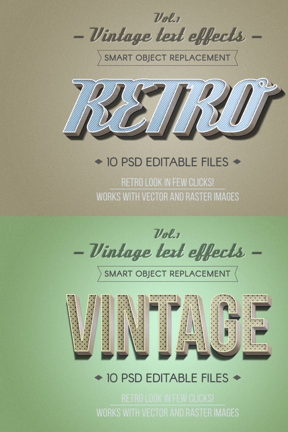 Retro Vintage Text Effects Vol.1 pinterest preview image.