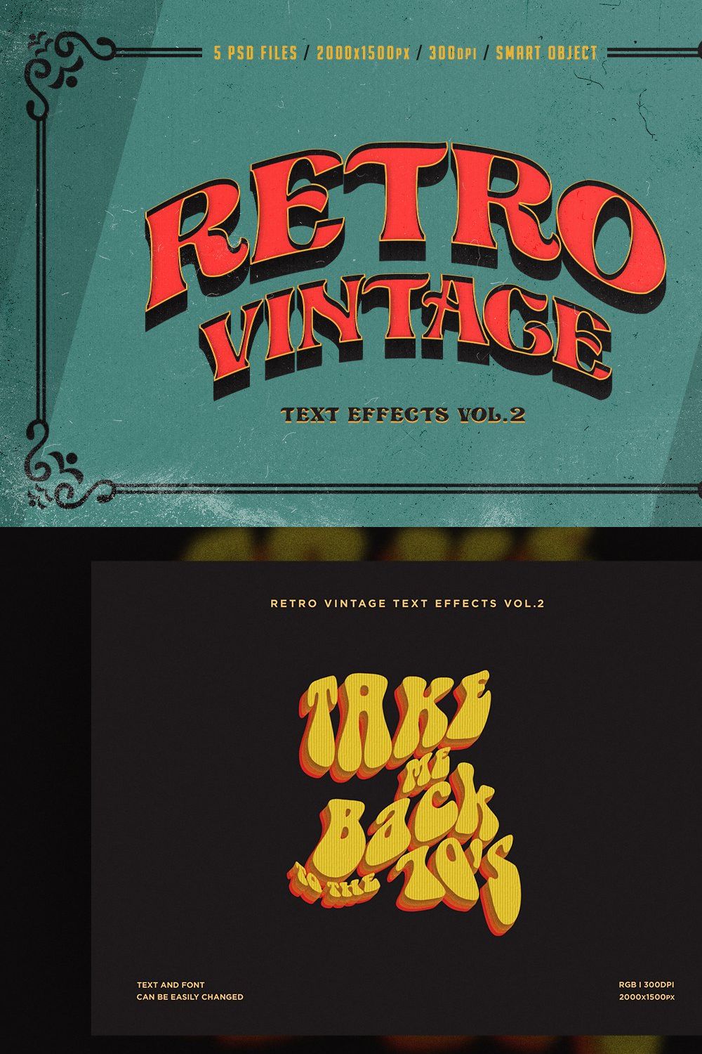 Retro Vintage Text Effects Vol.2 pinterest preview image.