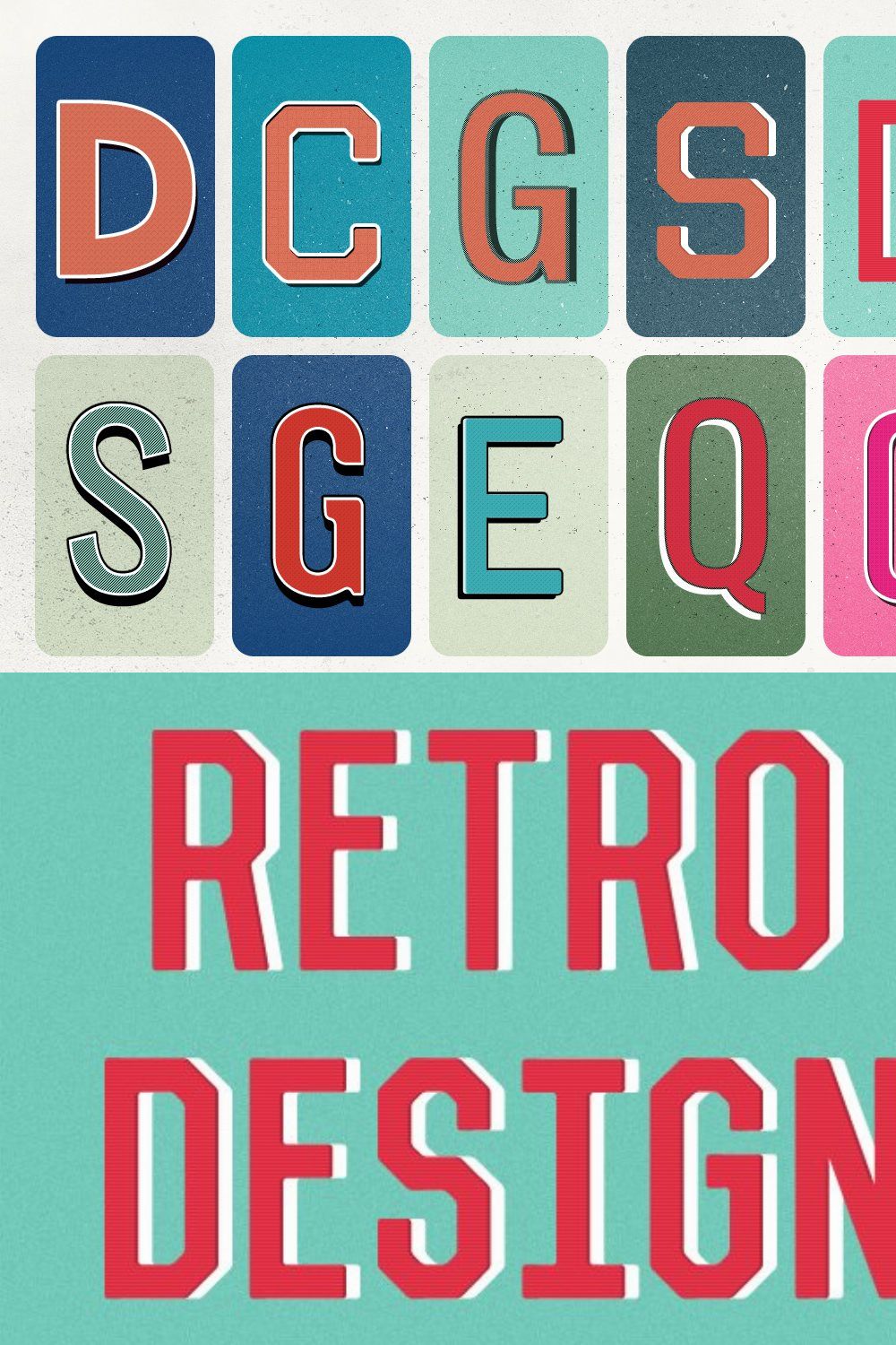 Retro Vintage Text Styles V.2 pinterest preview image.