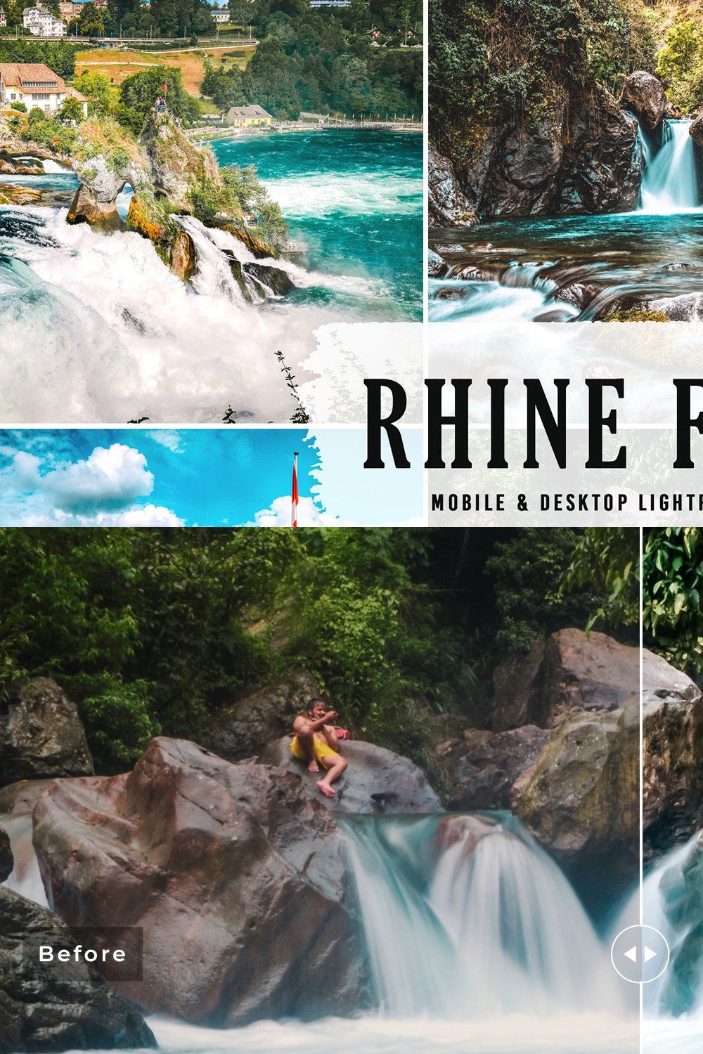 Rhine Falls Pro Lightroom Presets pinterest preview image.