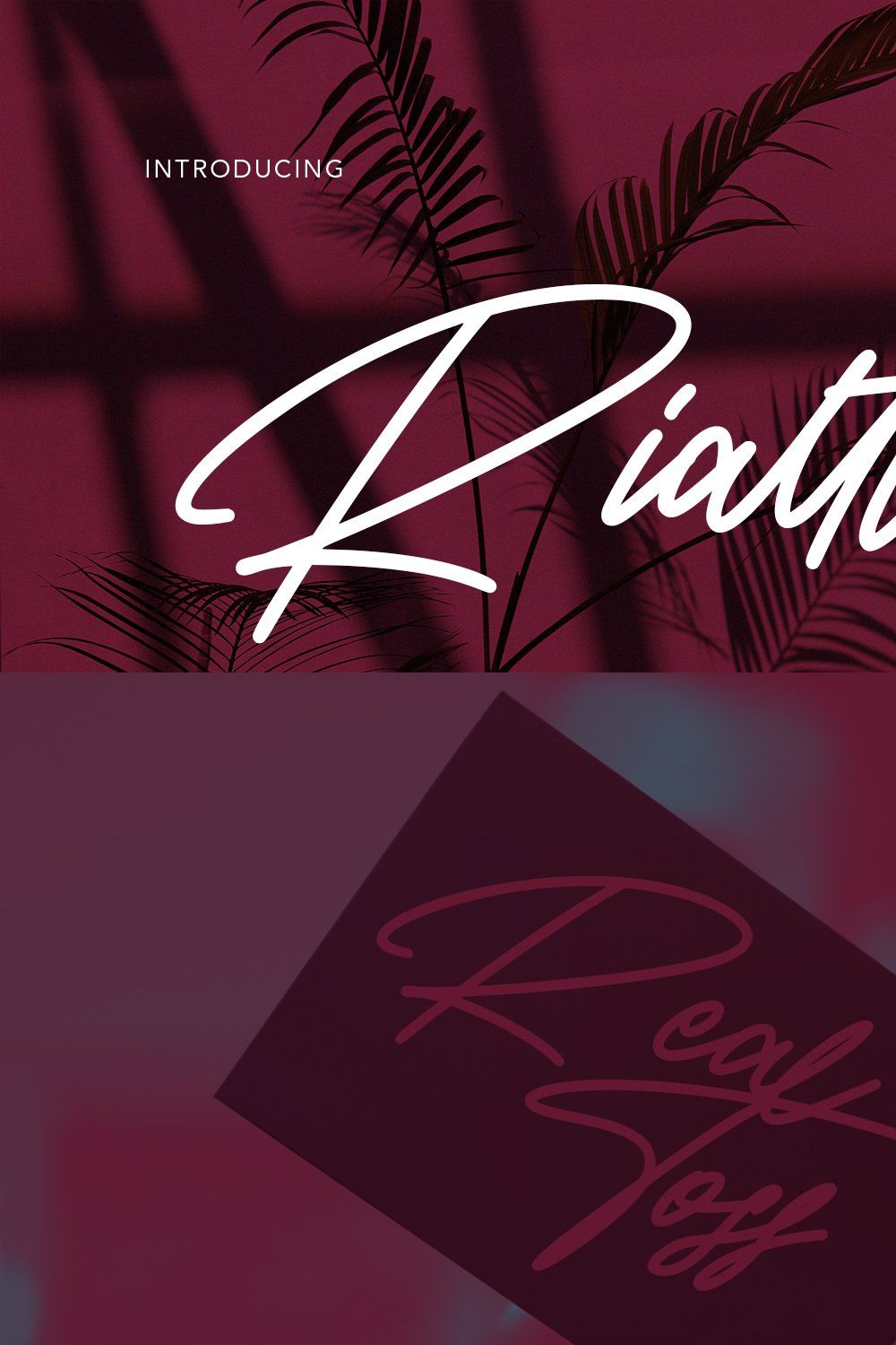 Rialltos Slanted Script Font pinterest preview image.