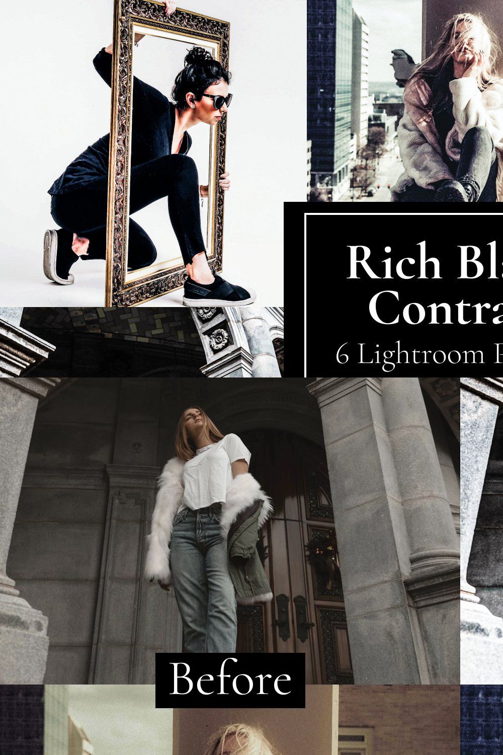 Rich Black Contrast Preset Lightroom pinterest preview image.