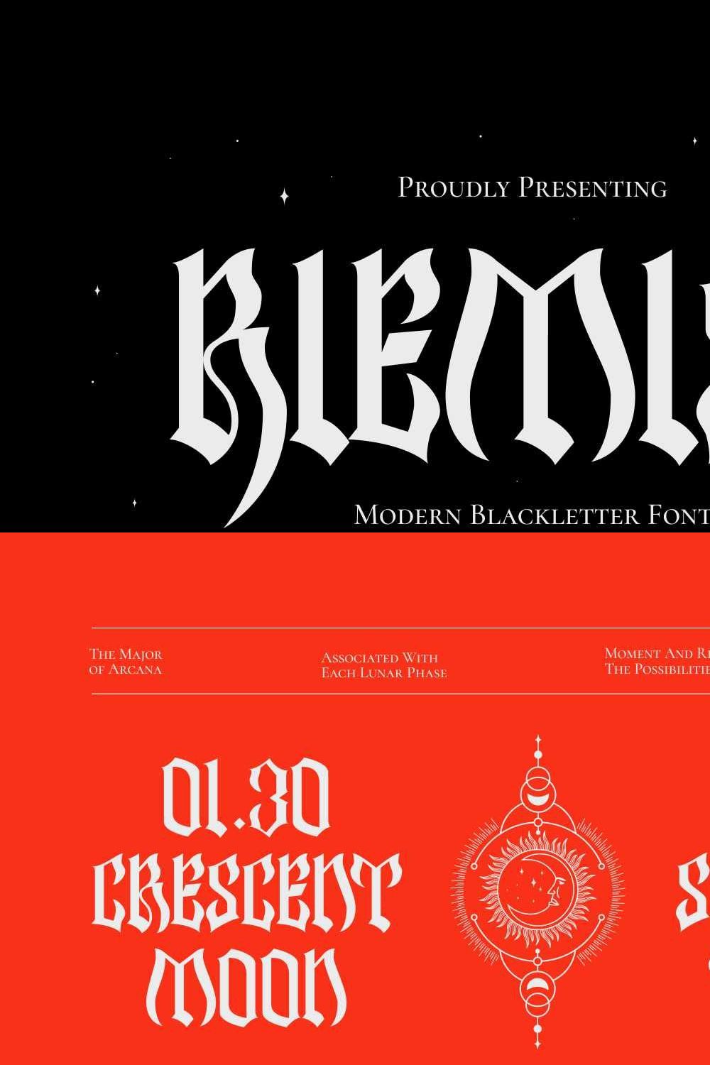 Riemish Blackletter Font pinterest preview image.