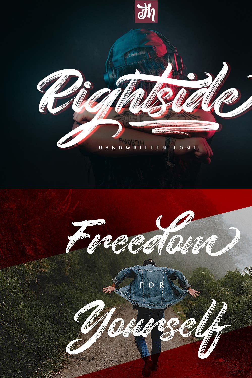 Rightside - Handwritten Font pinterest preview image.