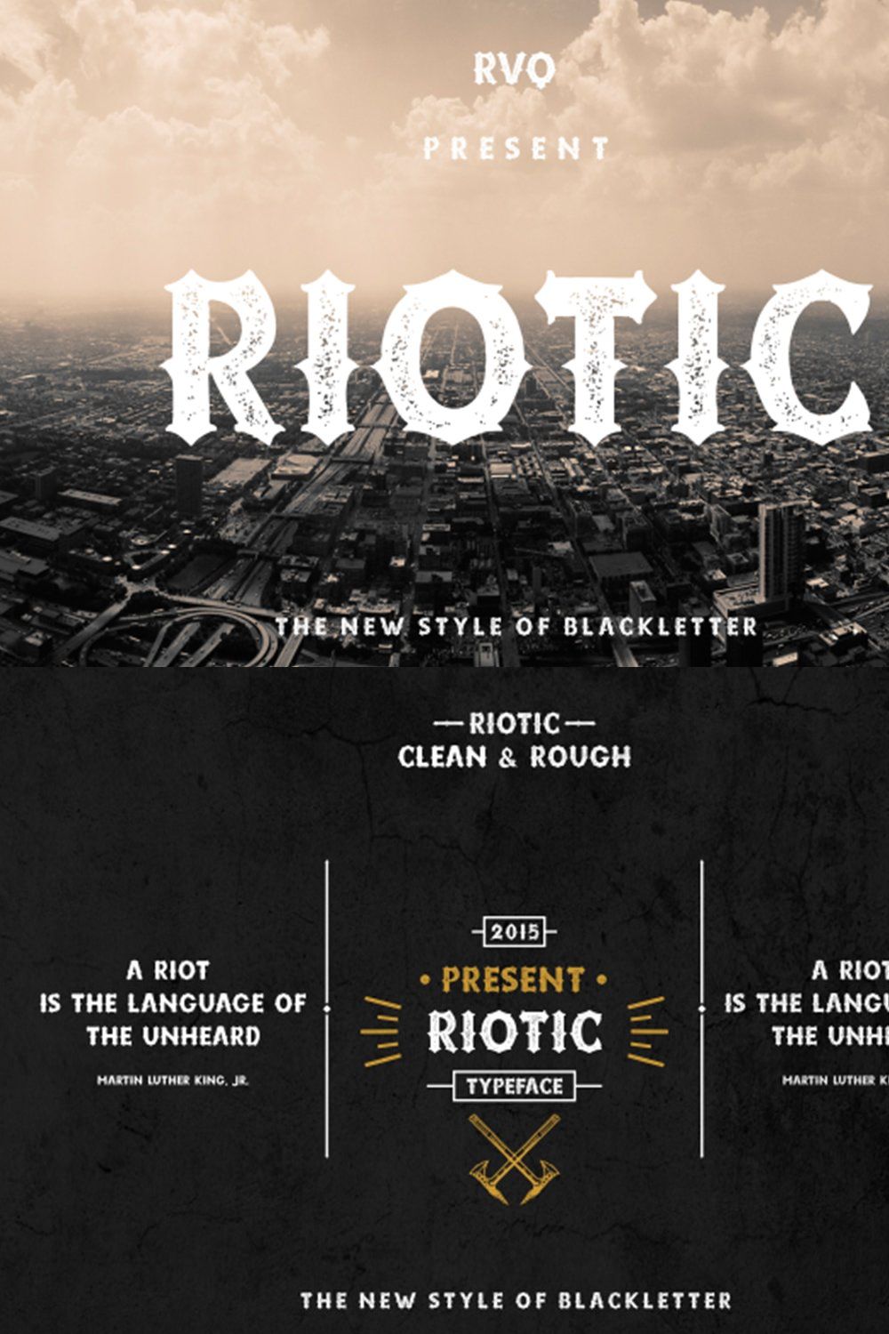 Riotic Typeface + Bonus pinterest preview image.