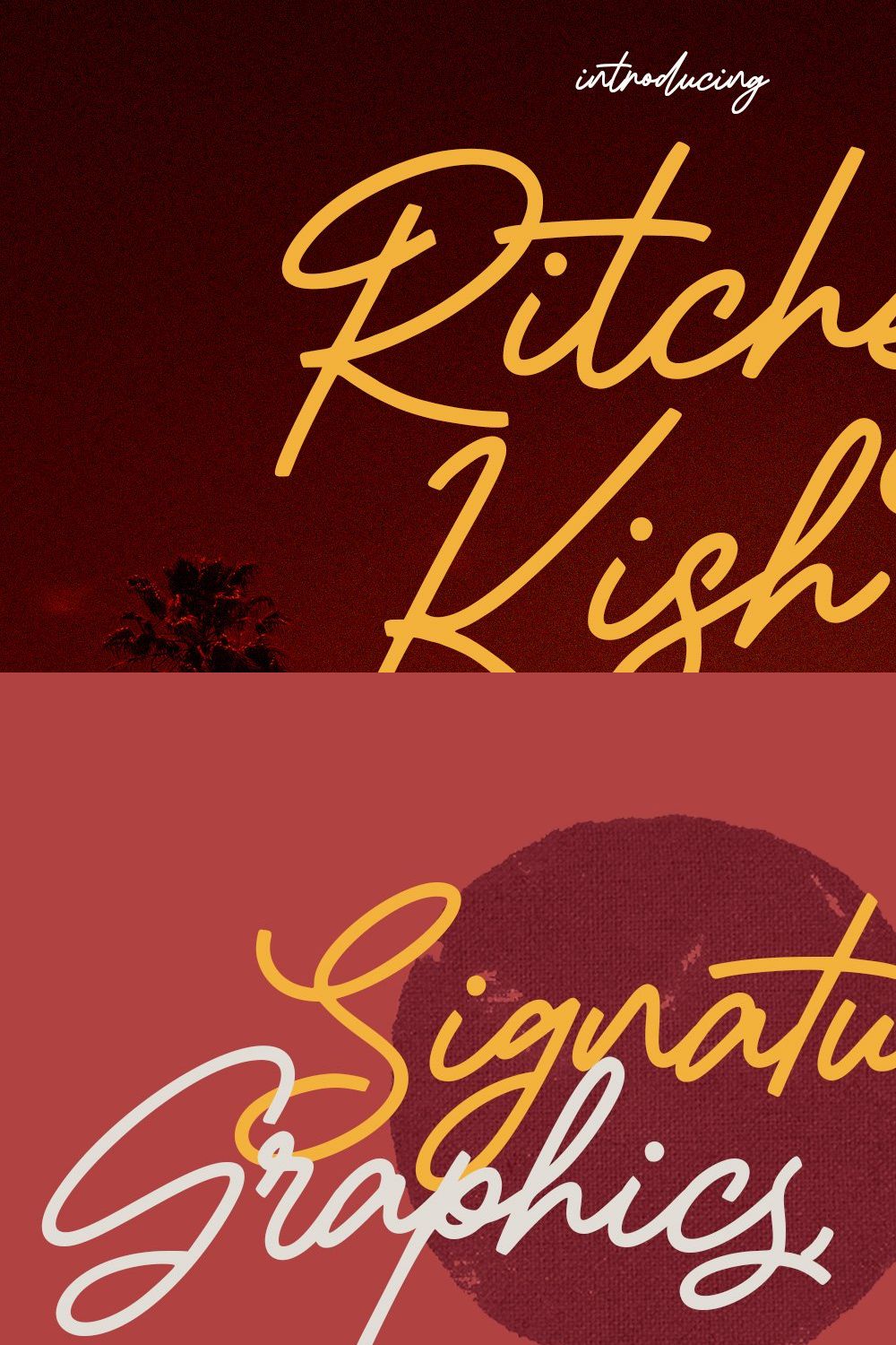 Ritchey Kish Script Font pinterest preview image.