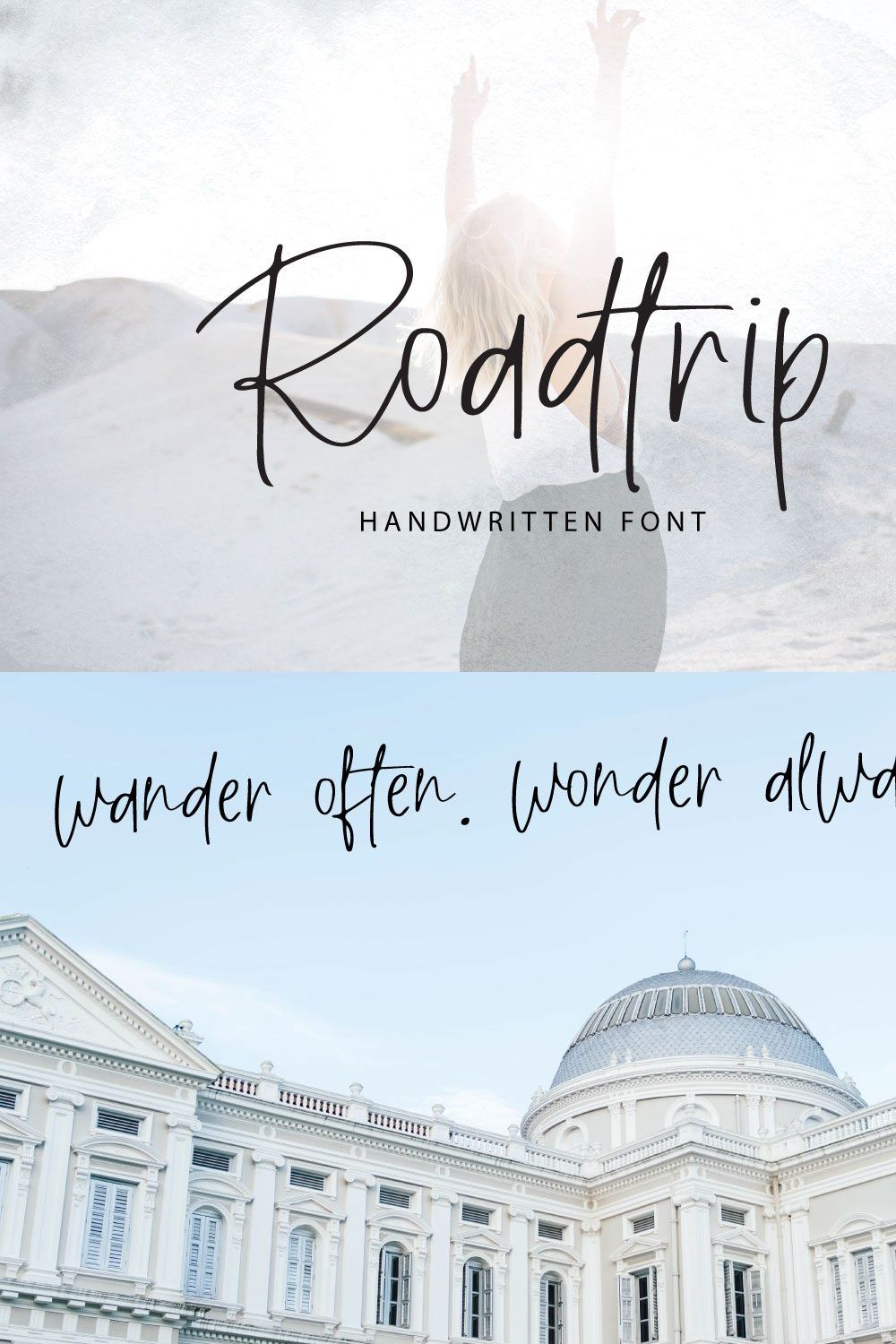 Roadtrip | Handwritten Font pinterest preview image.