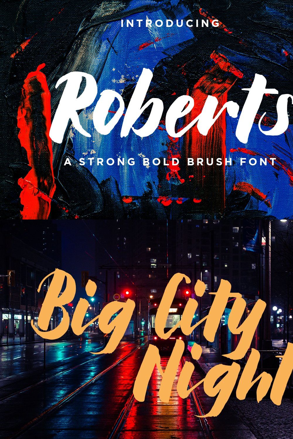 Roberts // Strong Bold Brush Script pinterest preview image.