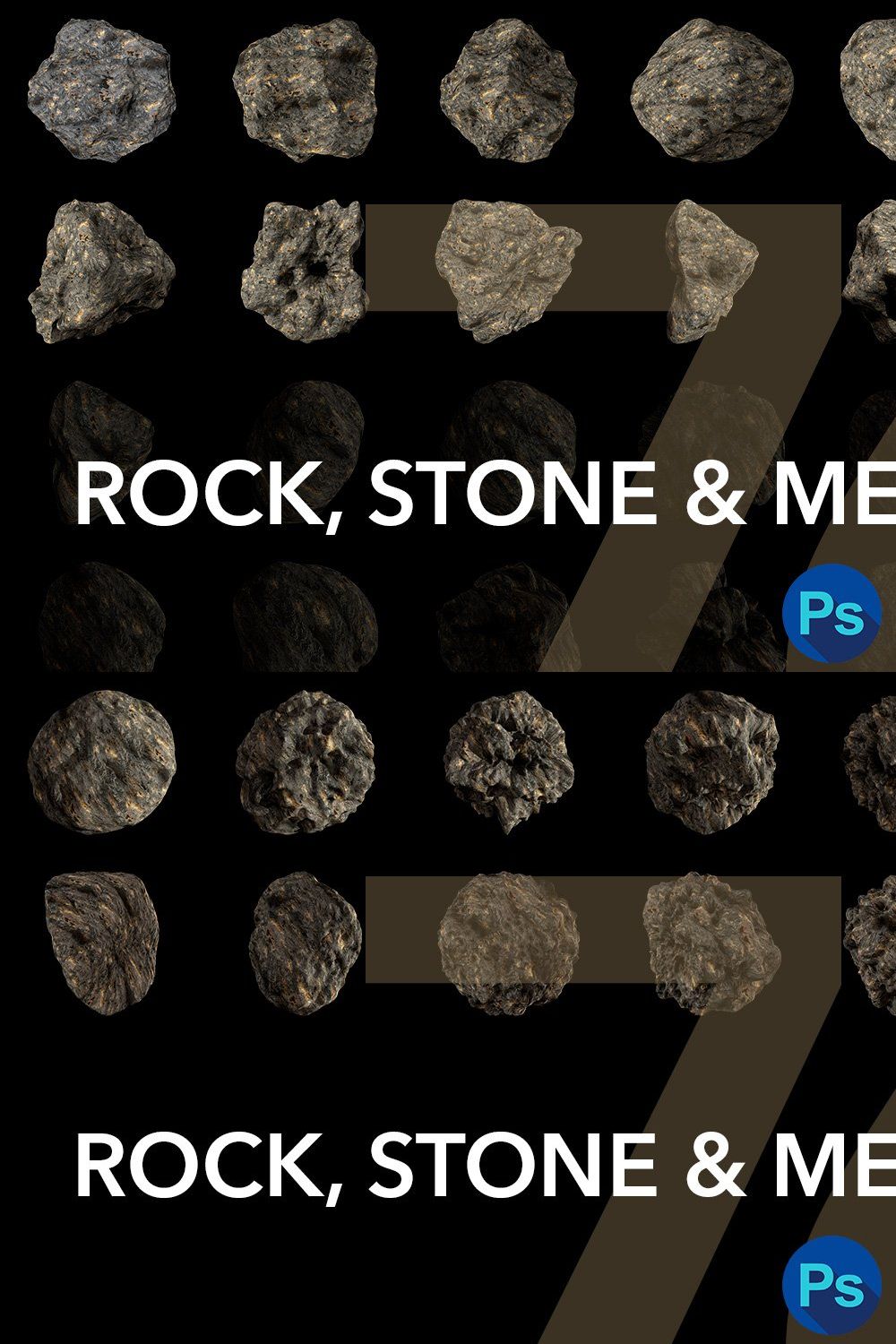 Rock,Stone and Meteor Brushes for PS pinterest preview image.