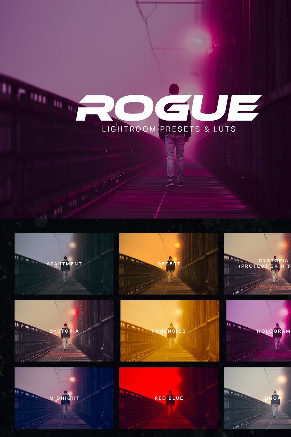 Rogue - Lightroom Presets and LUTs pinterest preview image.