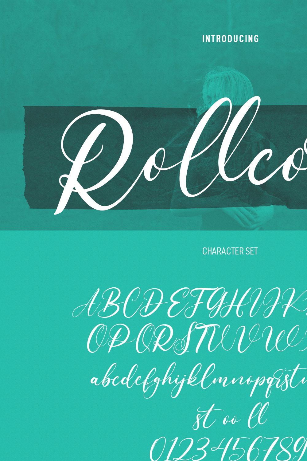 Rollcores Script Font pinterest preview image.