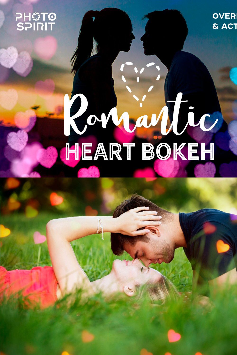 Romantic Heart Bokeh Photo Overlays pinterest preview image.