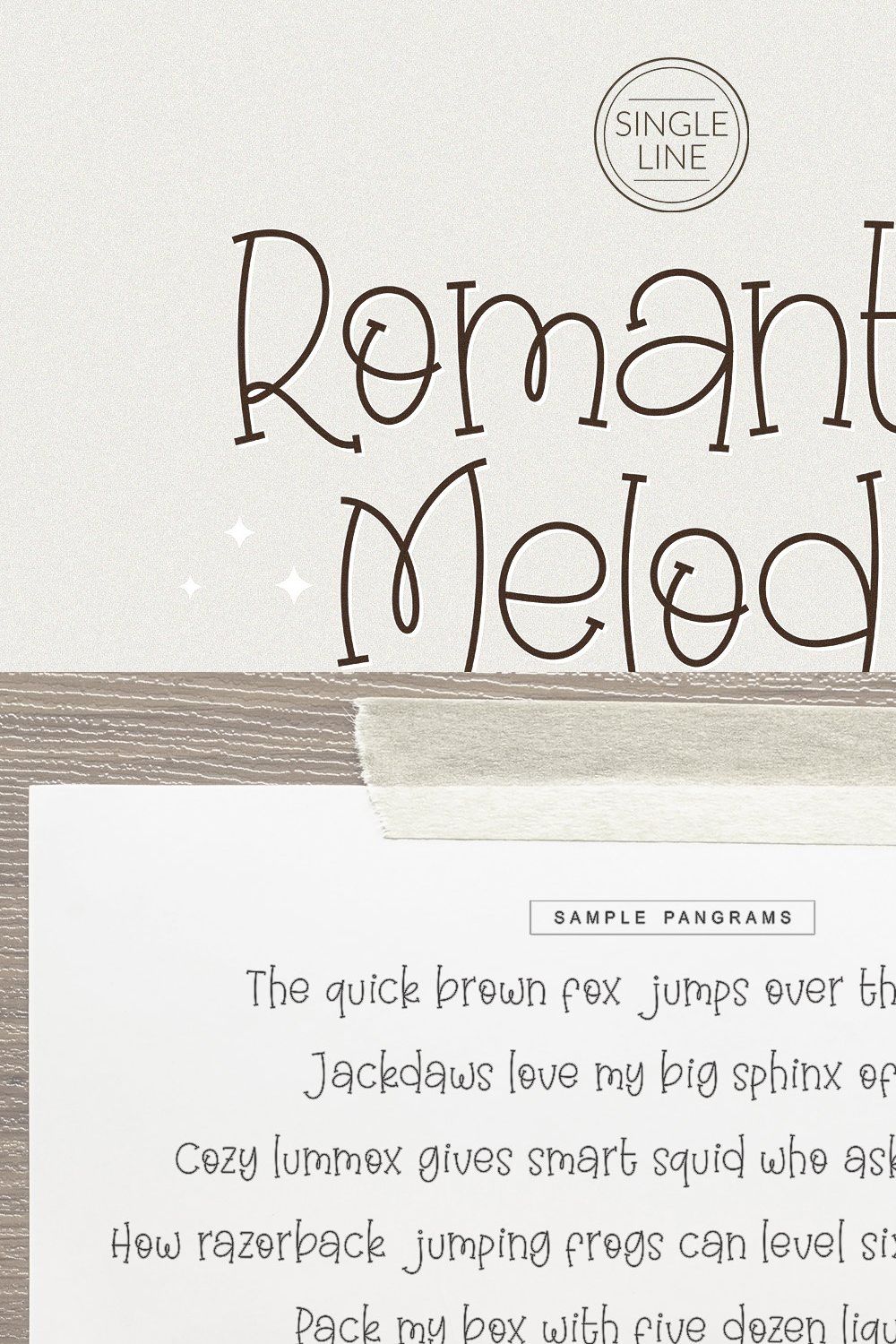 Romantic Melody - Singleline font pinterest preview image.
