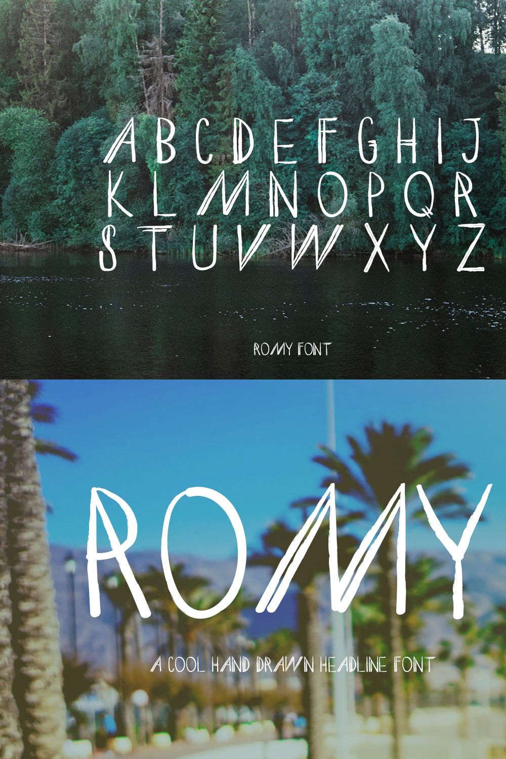 ROMY Headline Font pinterest preview image.