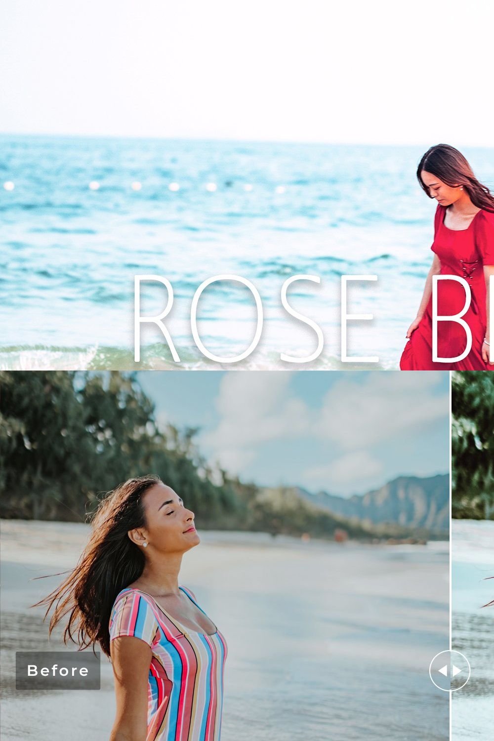 Rose Beach Pro Lightroom Presets pinterest preview image.