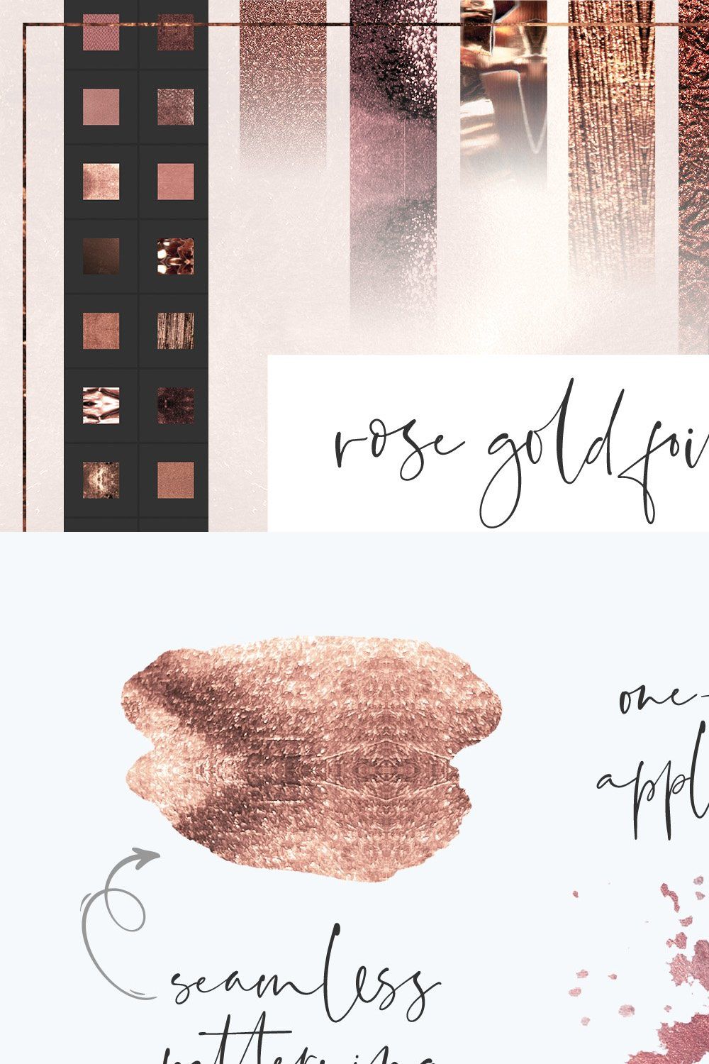 Rose Gold Foil PS Layer Style Pack pinterest preview image.