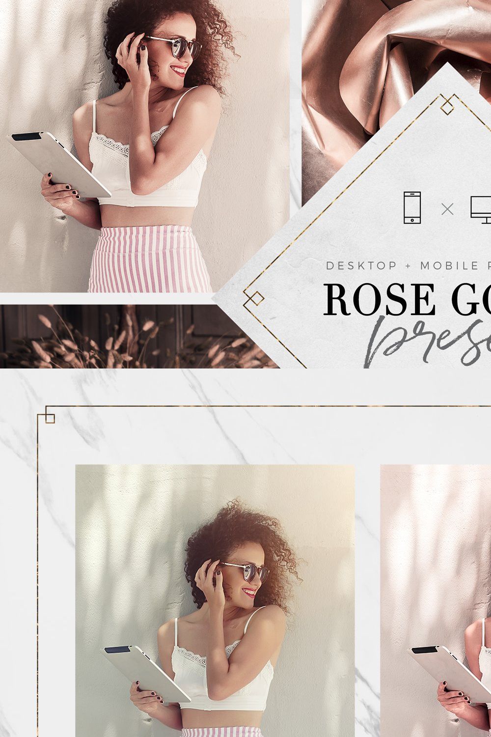 Rose Gold Lightroom Presets Bundle pinterest preview image.