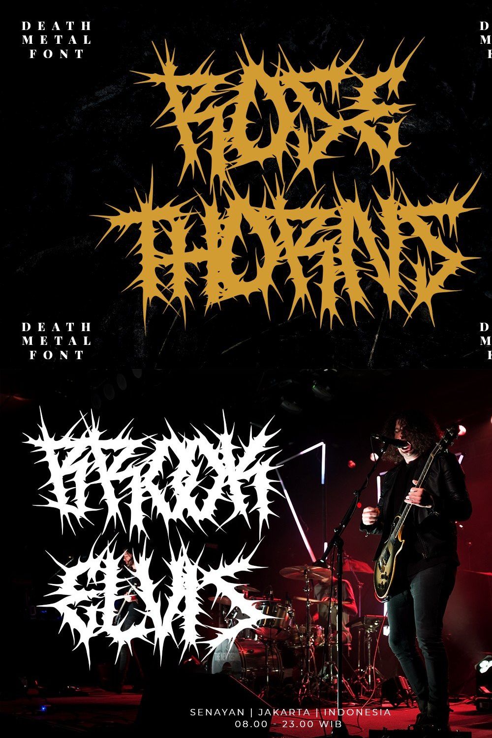 ROSE THORNS - Death Metal Band Font pinterest preview image.