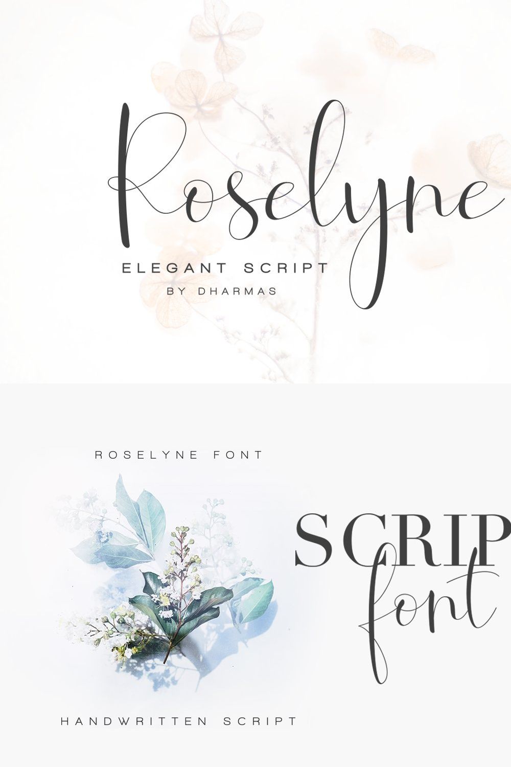 Roselyne - Caligraphy Script pinterest preview image.