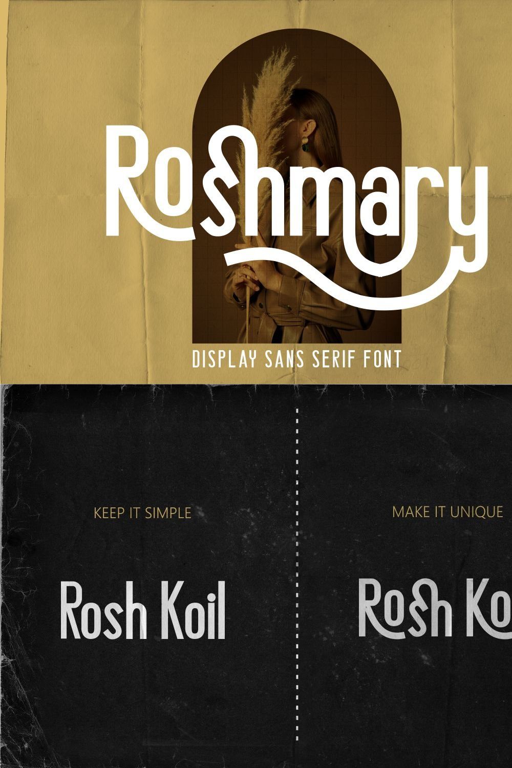 Roshmary - Display Sans Serif Font pinterest preview image.