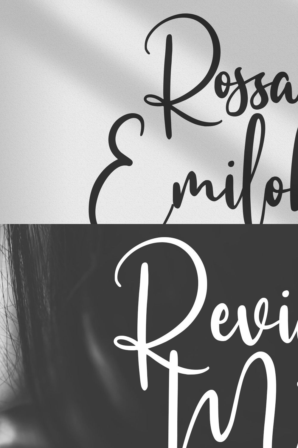 Rossa Emilobe Feminine Font pinterest preview image.