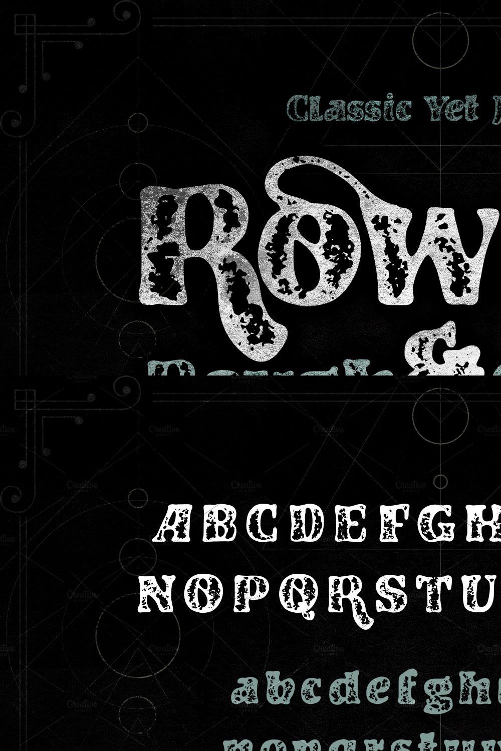 RowleyStamp Display Typeface pinterest preview image.