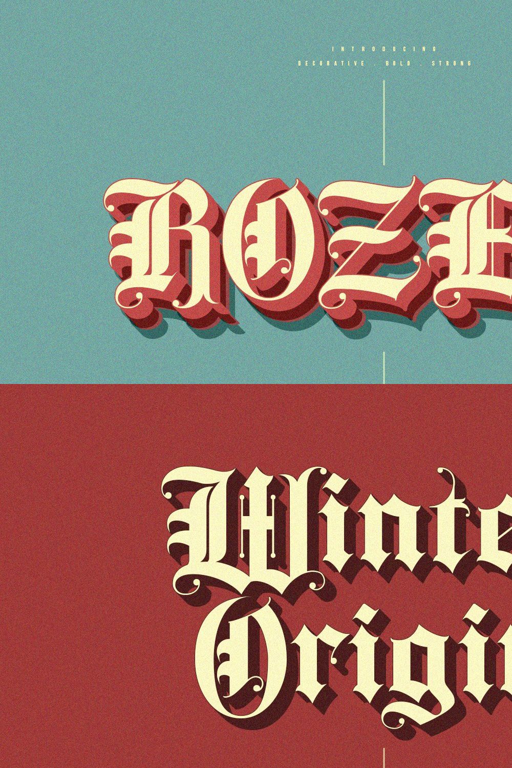 Rozex - Bold Decorative Gothic Font pinterest preview image.