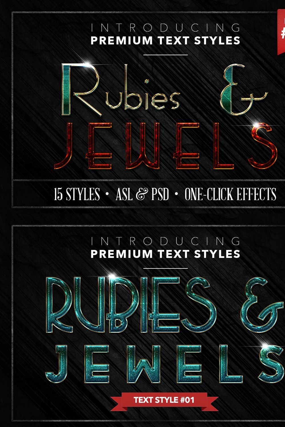 Rubies & Jewels #2 - 15 Text Styles pinterest preview image.