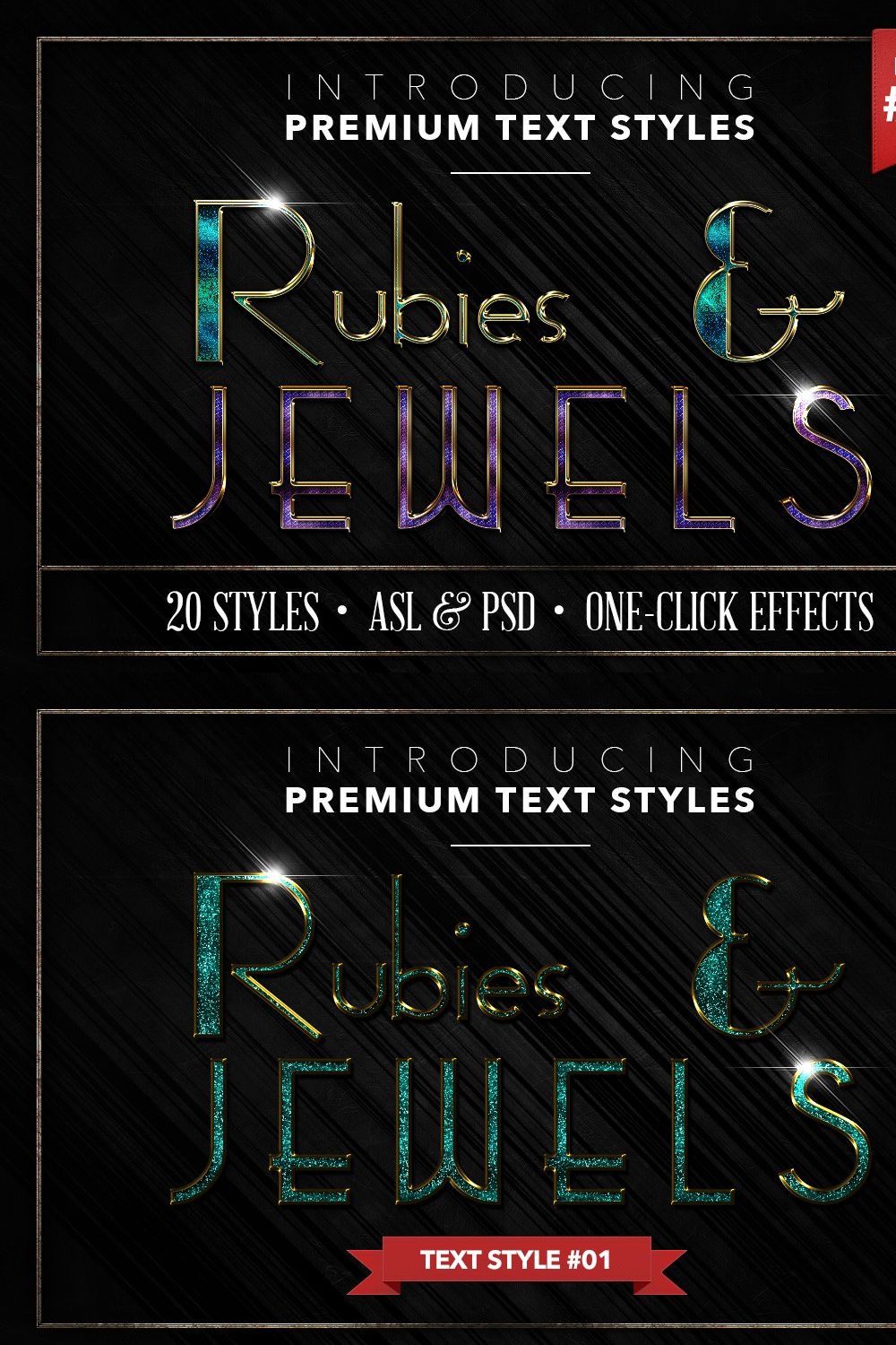 Rubies & Jewels #3 - 20 Text Styles pinterest preview image.