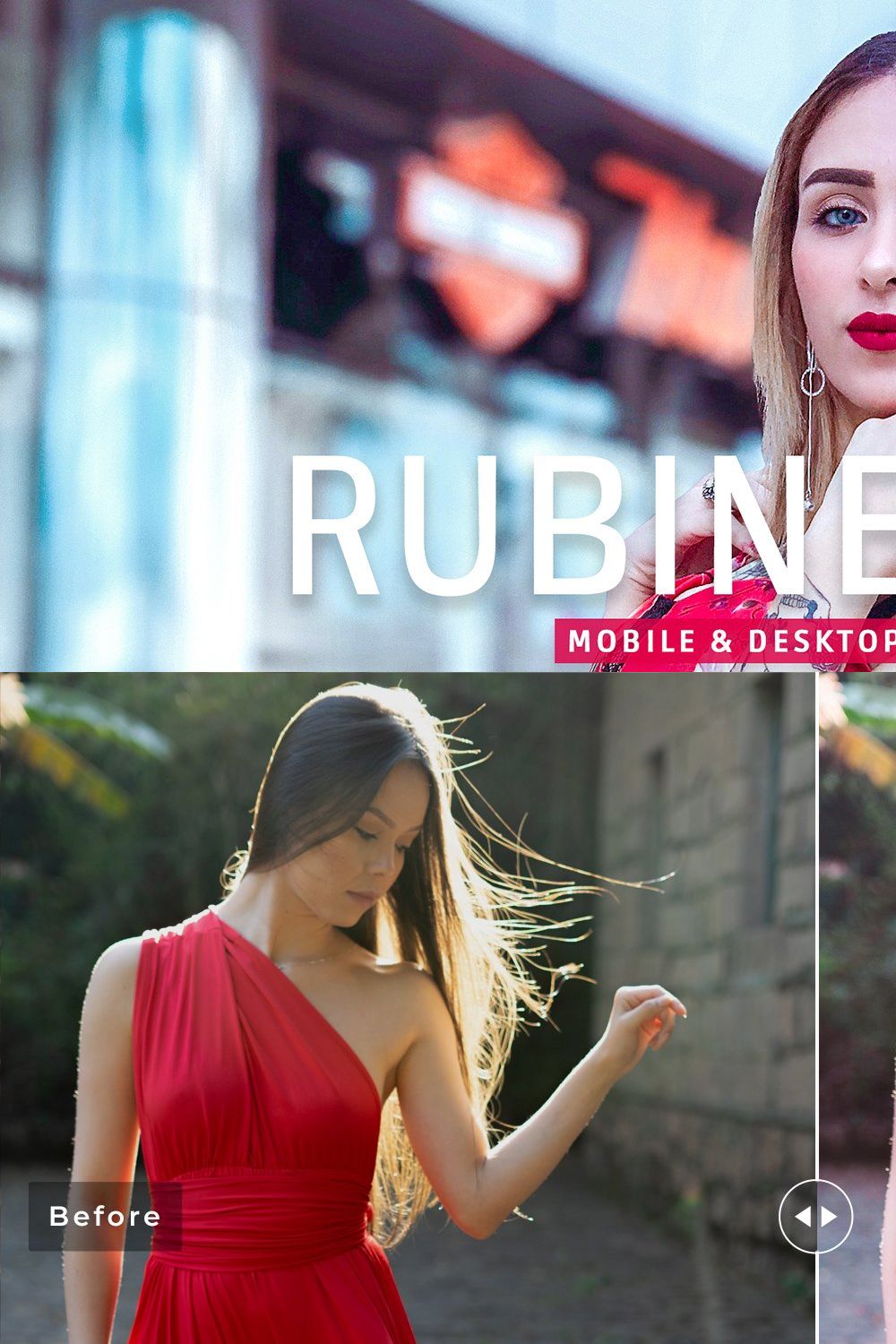 Rubine Red Pro Lightroom Presets pinterest preview image.