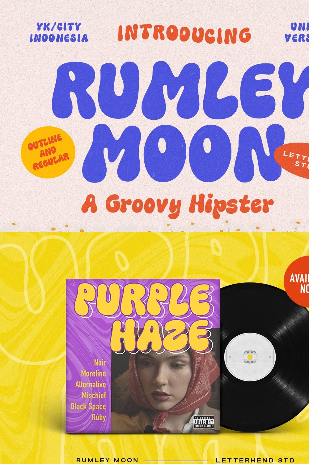 Rumley Moon - Groovy Hipster Font pinterest preview image.