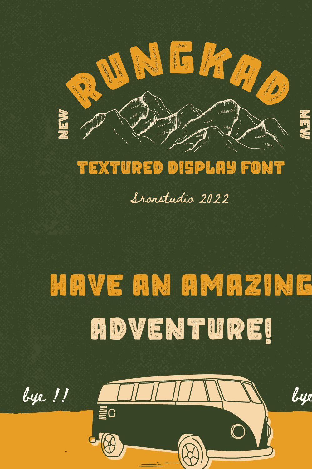 Rungkad - Textured Display Font pinterest preview image.