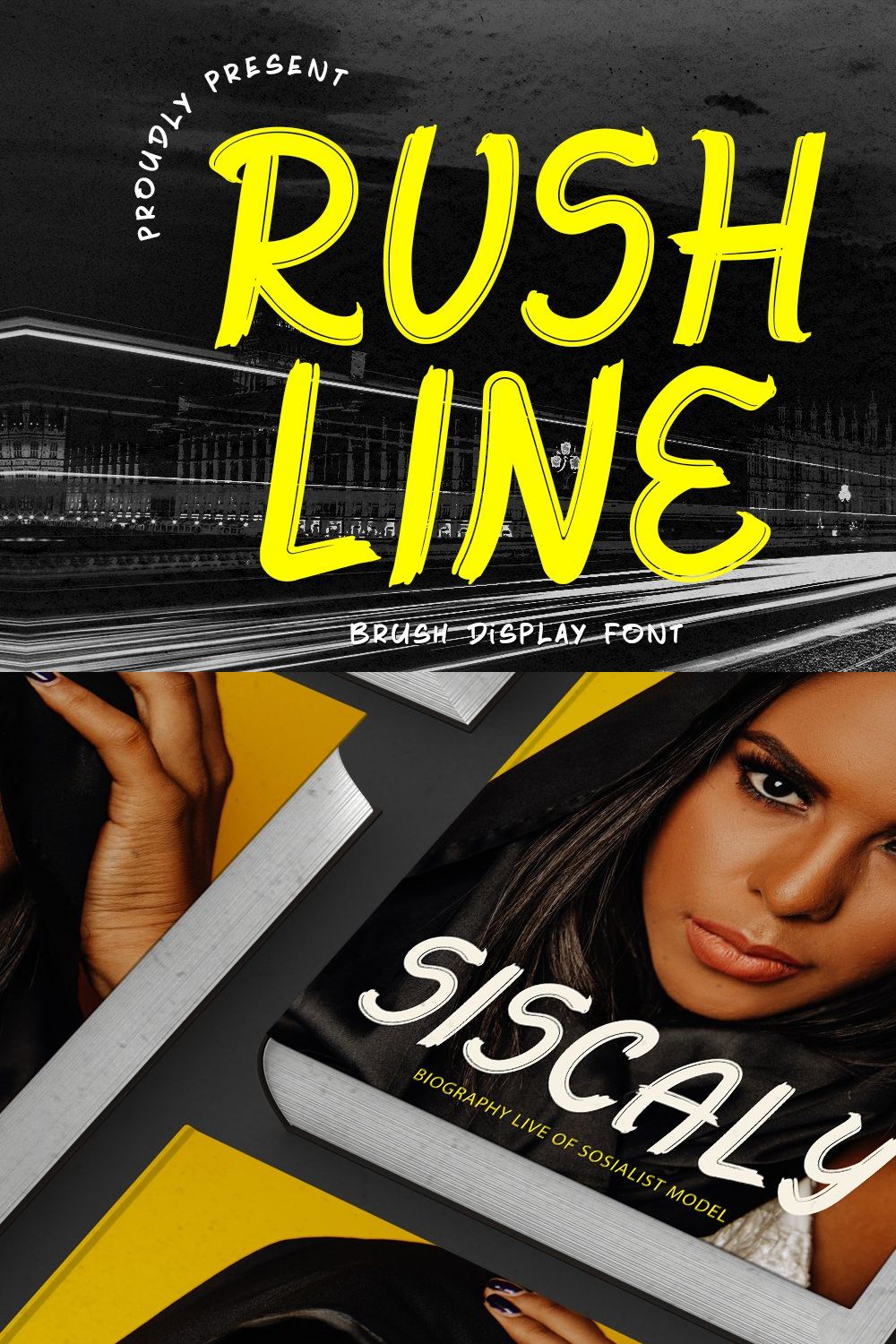 Rushline - Brush Display Font pinterest preview image.
