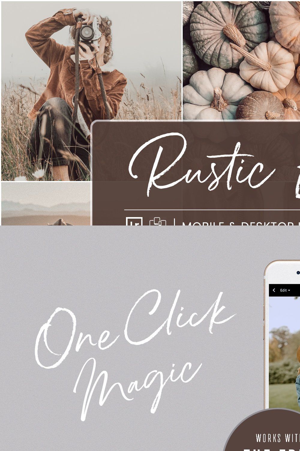 RUSTIC EARTHY LIGHTROOM PRESETS pinterest preview image.