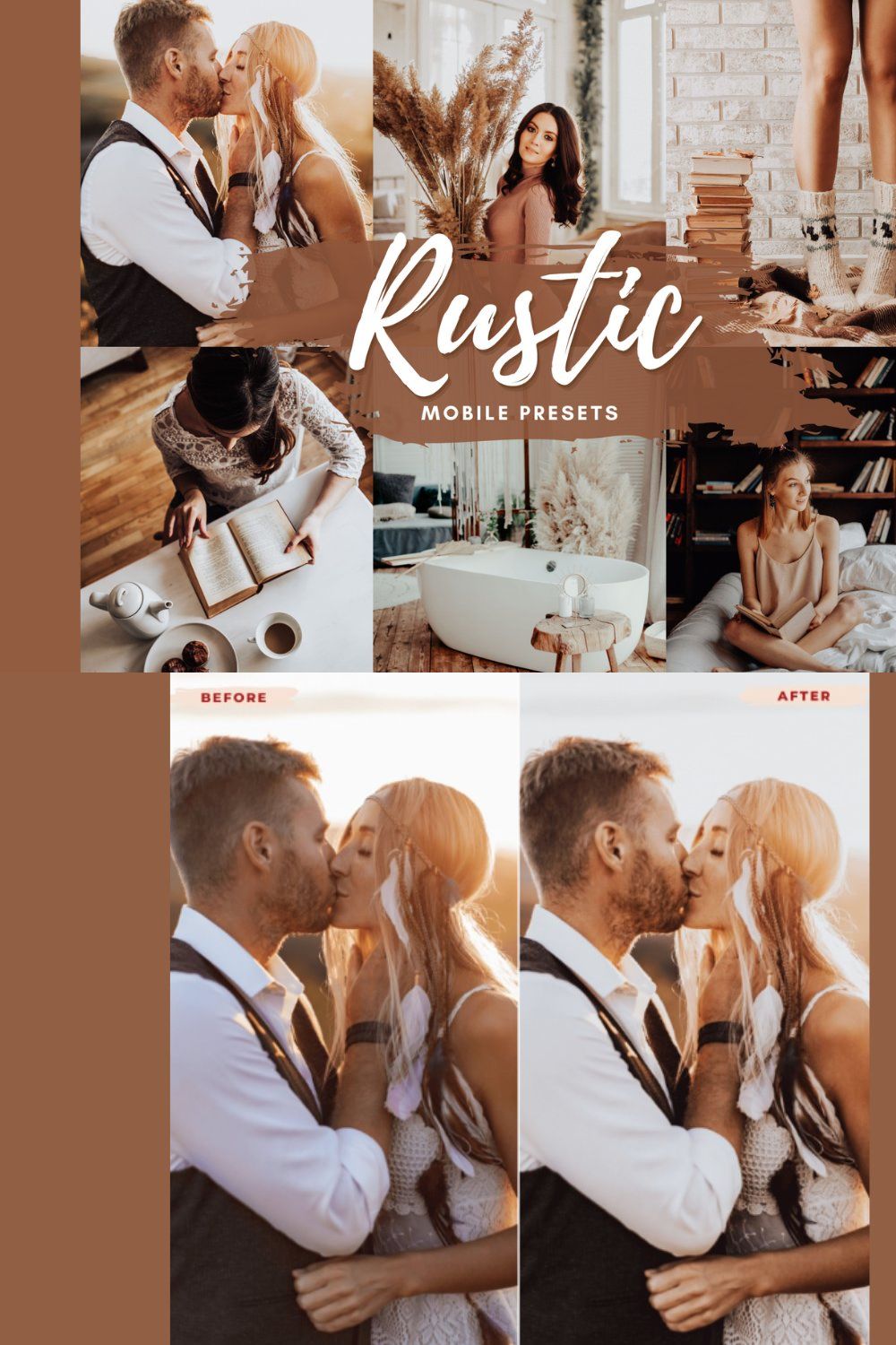 RUSTIC Mobile Lightroom Presets pinterest preview image.