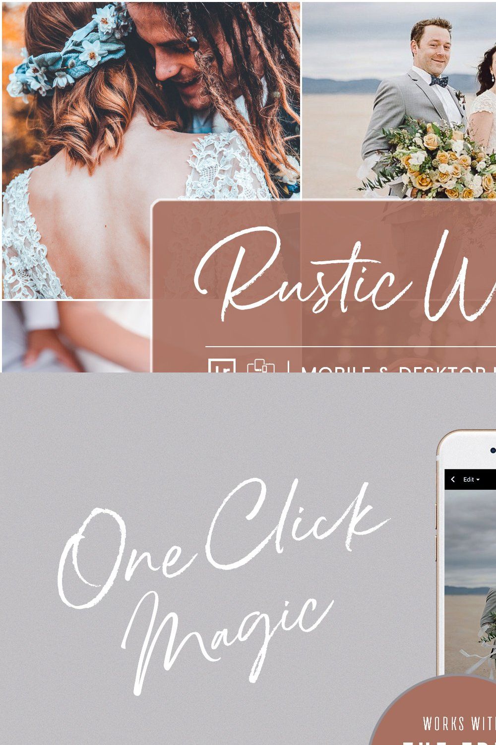 RUSTIC WEDDING LIGHTROOM PRESETS pinterest preview image.