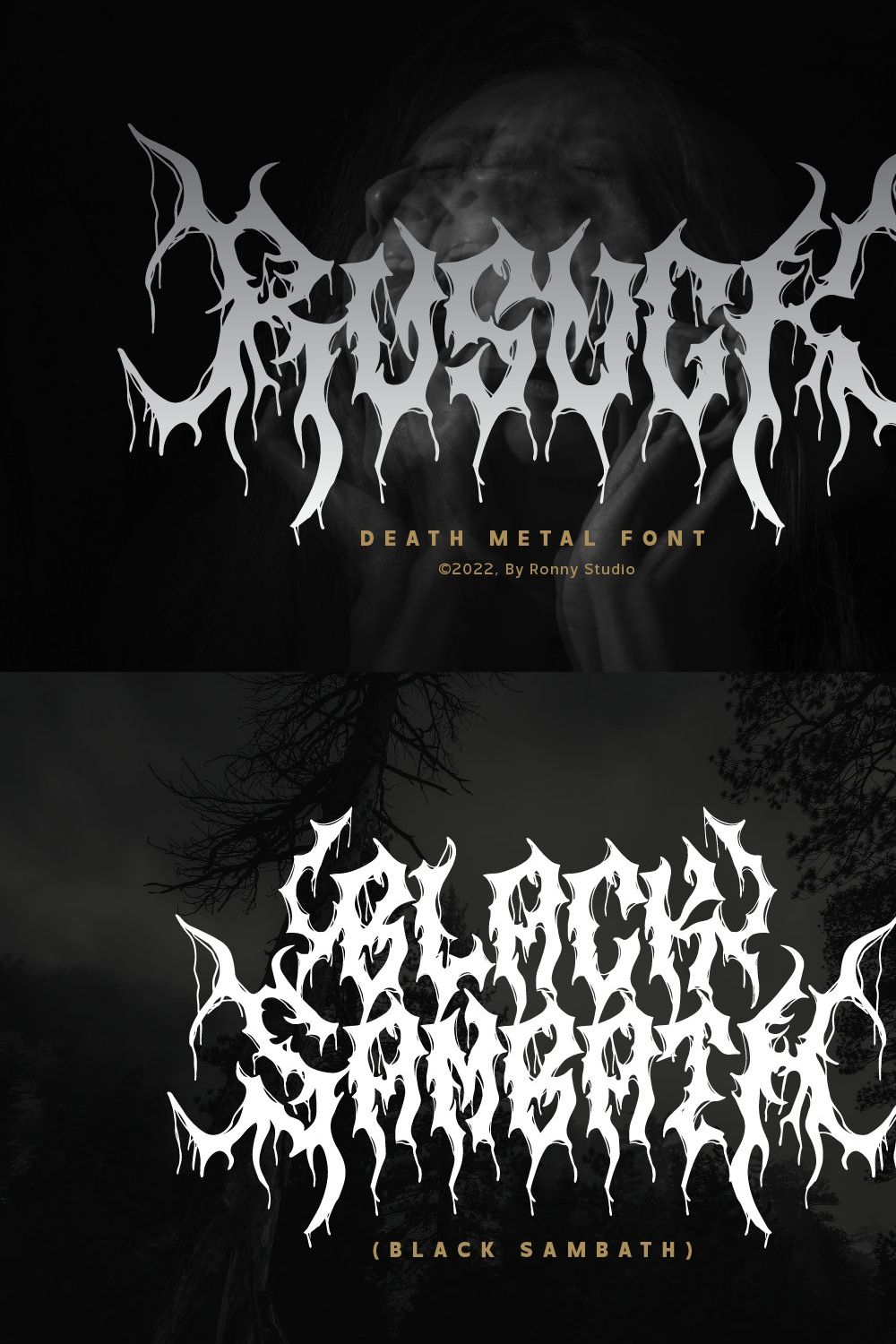 Rusuck - Death Metal Font pinterest preview image.
