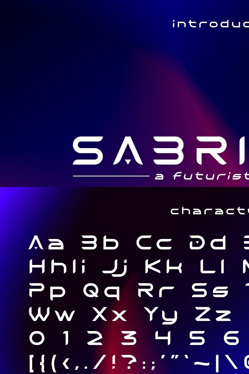 Sabrione – Futuristic Font pinterest preview image.