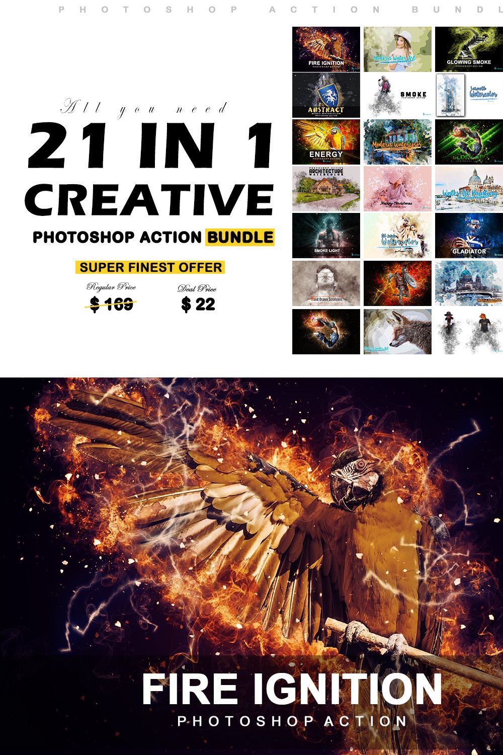 SALE! 21 In 1 Creative PS Actions pinterest preview image.