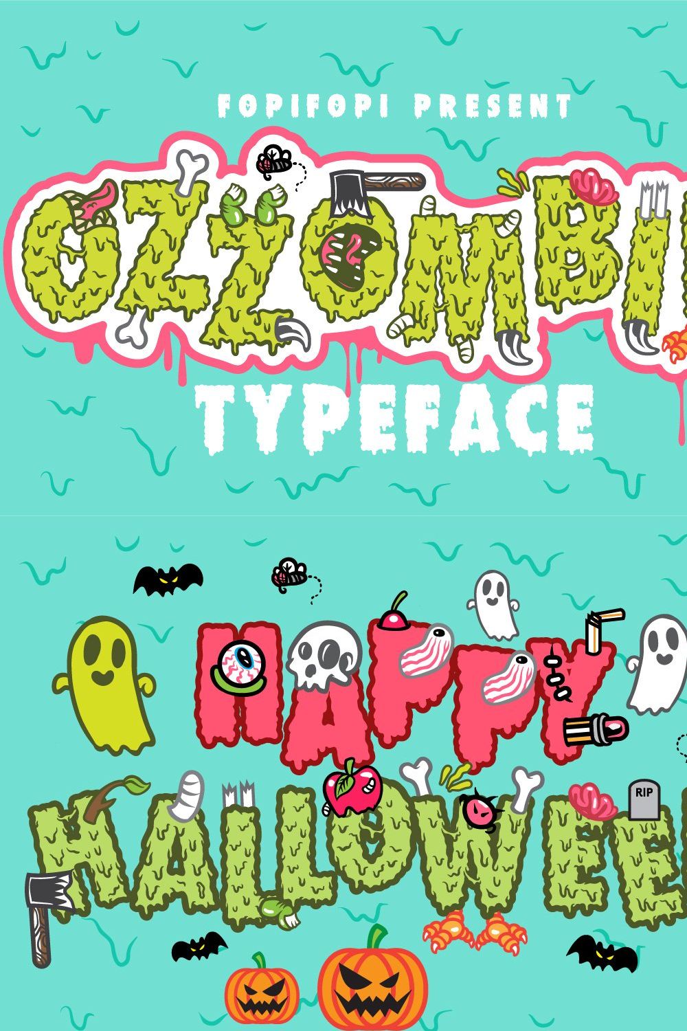 Sale ! 50% OZZOMBIE Typeface + Bonus pinterest preview image.