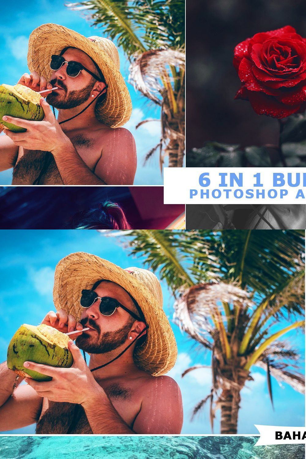 SALE 6 IN 1 Photoshop Actions Bundle pinterest preview image.