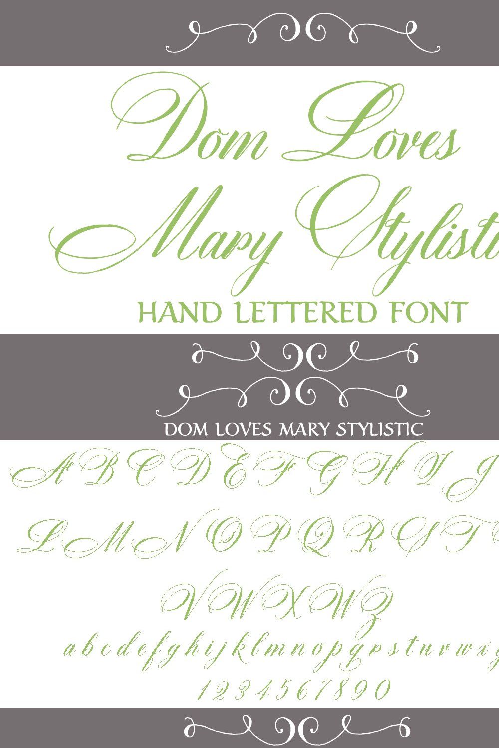 Sale-Dom Loves Mary Stylistic Font pinterest preview image.