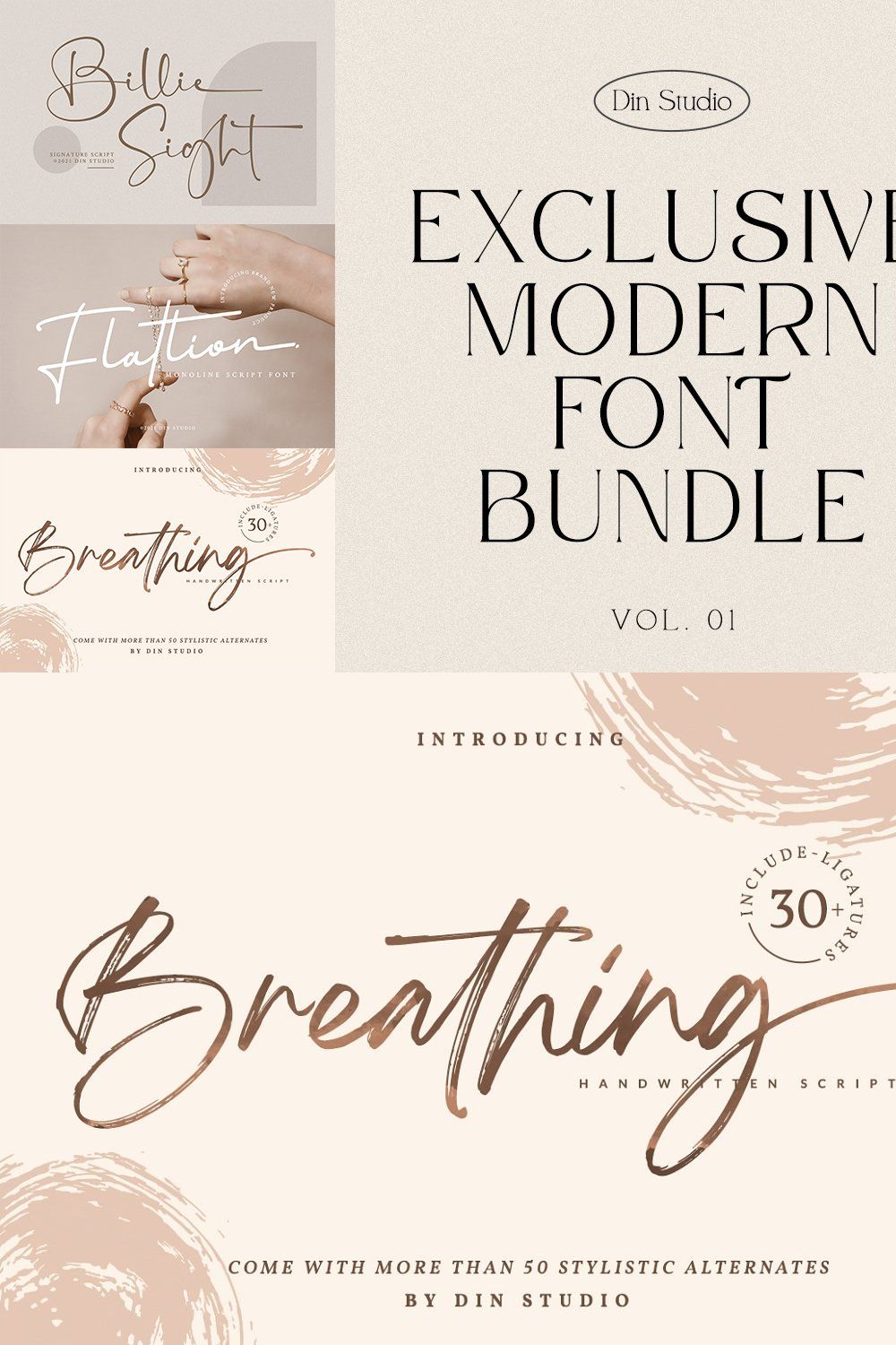 SALE - Exclusive Modern Font Bundle pinterest preview image.
