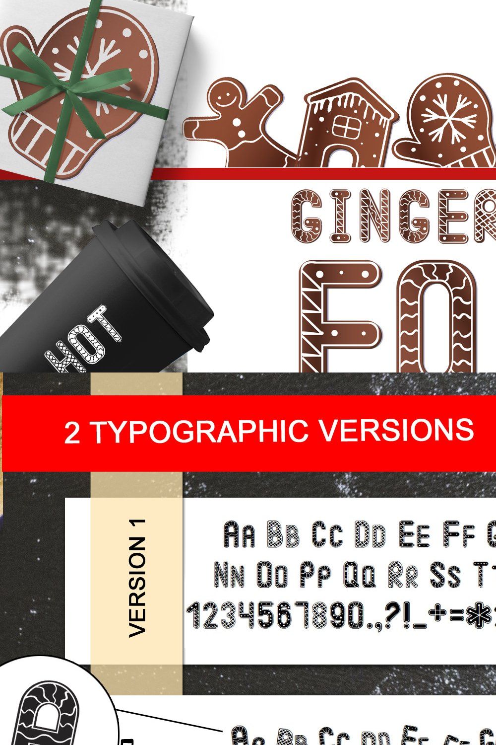 SALE! Gingerbread font - display pinterest preview image.