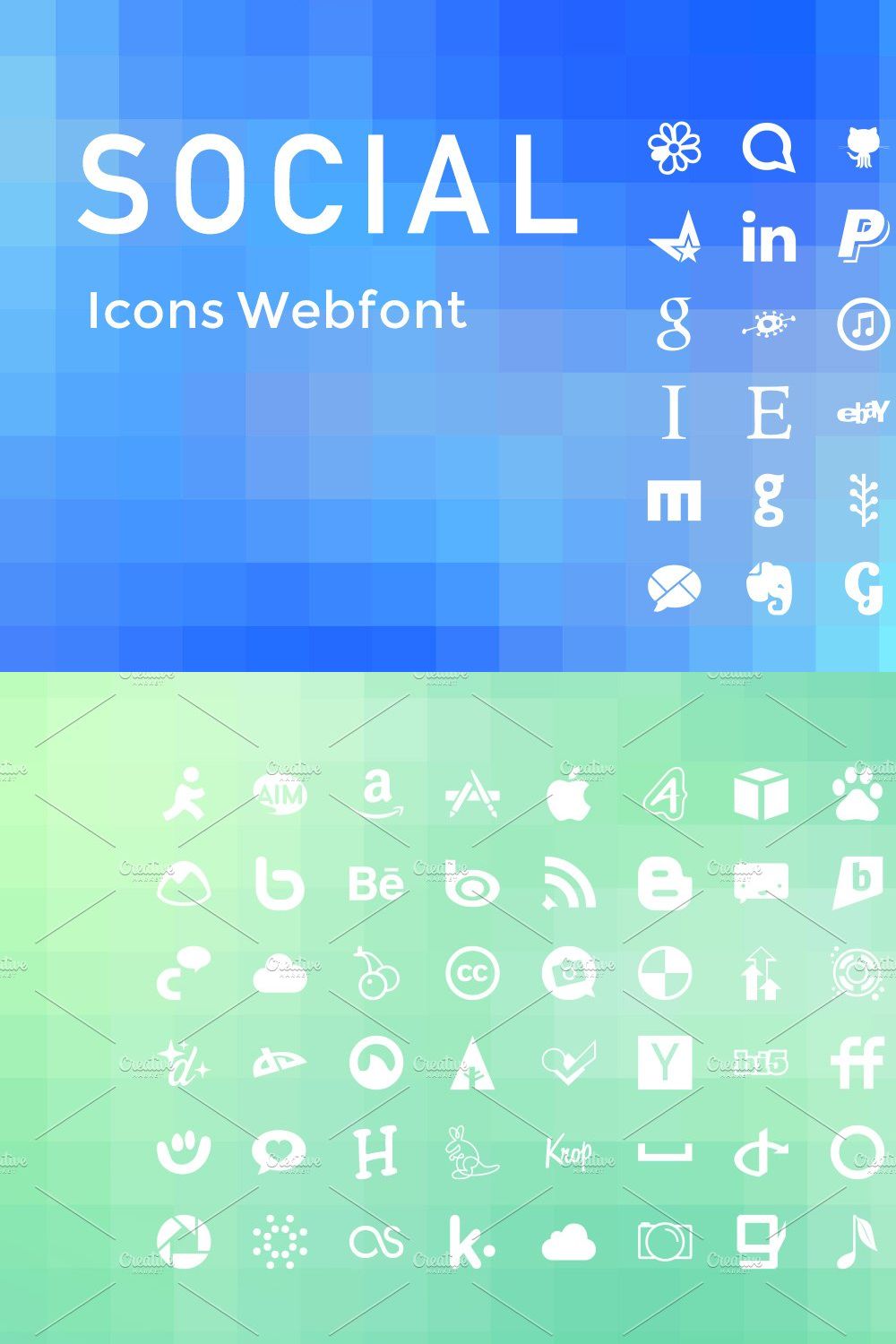 (SALE) Simple Social Icons Web Font pinterest preview image.