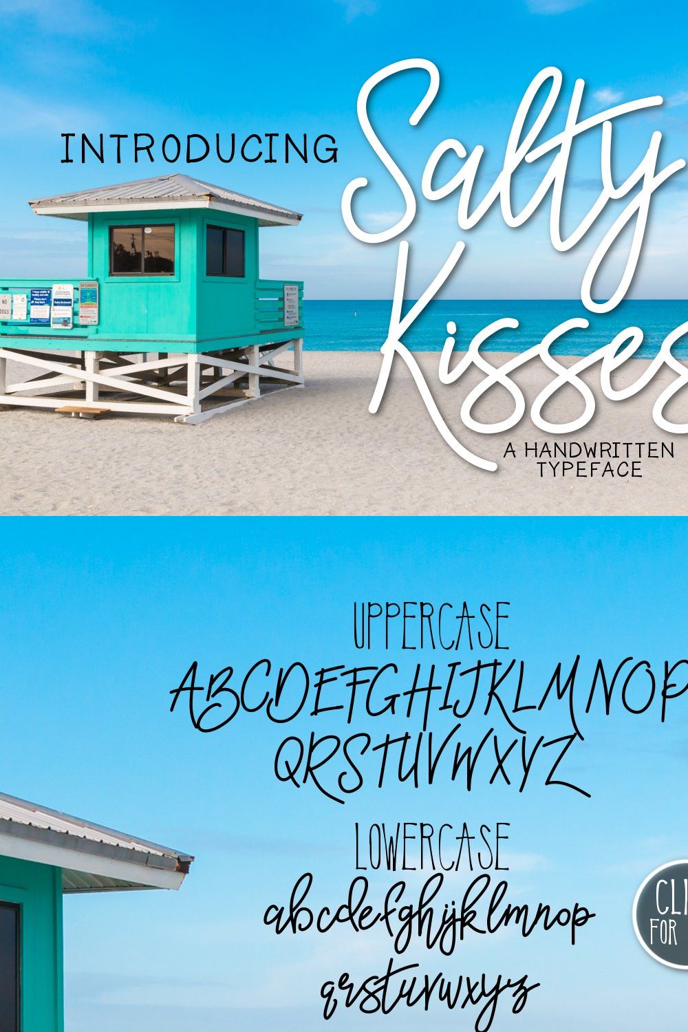 Salty Kisses A Handwritten Typeface pinterest preview image.